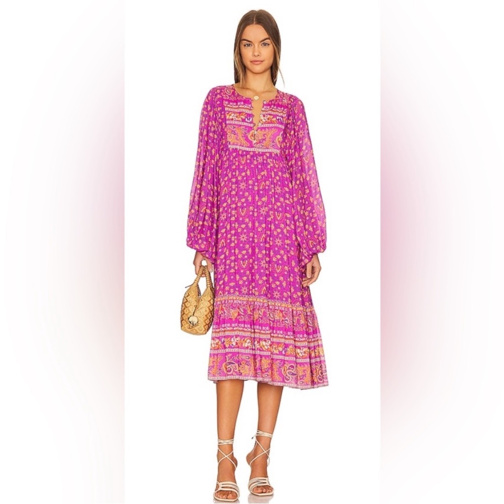 Spell Madame Peacock Boho Dress in Boysenberry size small